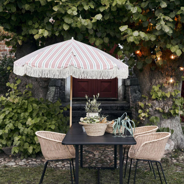Umbria Parasol In Red/ Green Stripe, Multi-Coloured