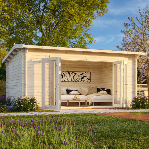 Palmako Ines 4.8m x 3m Log Cabin Garden Office (44mm)