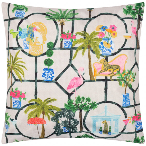 furn. Palm Royale Club Printed Outdoor Cushion Cover - Multicolour - Size 45 cm x 45 cm