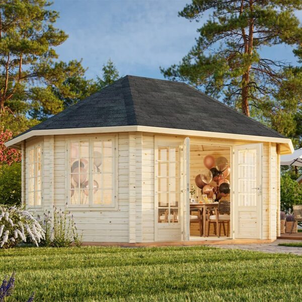 Palmako Hanna 4.2m x 5.7m Corner Log Cabin Summerhouse (44mm)