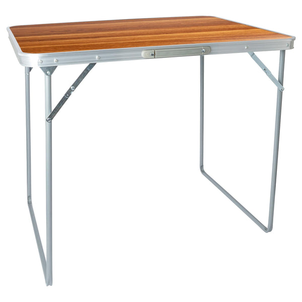 80cm x 60cm Folding Metal Camping Table - Wood