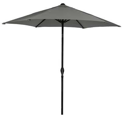 Bracken Outdoors Grey 2.5m Crank and Tilt Round Garden Parasol - Graphite Pole