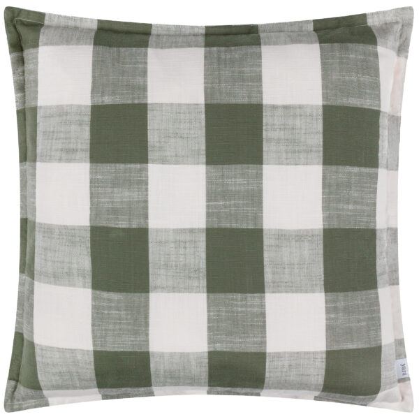 Yard Chesil Check 100% Cotton Outdoor Cushion Cover - Green - Size 50 cm x 50 cm