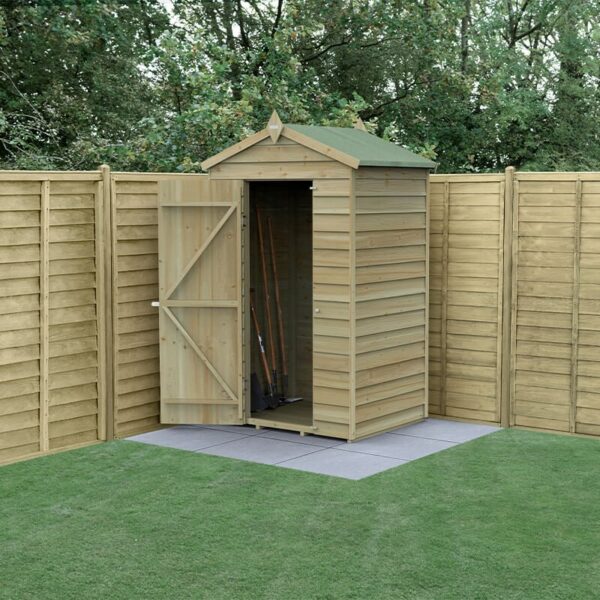 4' x 3' Forest 4Life 25yr Guarantee Overlap Pressure Treated Windowless Apex Wooden Storage Shed (1.34m x 1m)