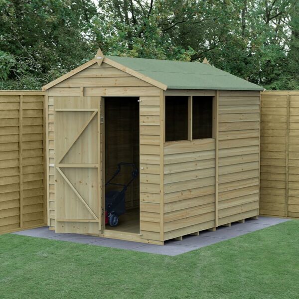 8' x 6' Forest 4Life 25yr Guarantee Overlap Pressure Treated Apex Wooden Shed (2.42m x 1.99m) - Next Working Day Delivery