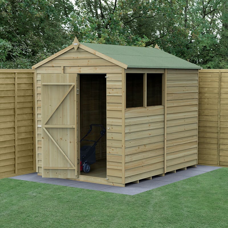 8' x 6' Forest 4Life 25yr Guarantee Overlap Pressure Treated Apex Wooden Shed (2.42m x 1.99m) - Next Working Day Delivery