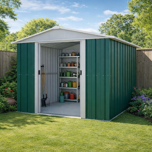8' x 7' Yardmaster Green Metal Shed (2.42m x 2.17m)
