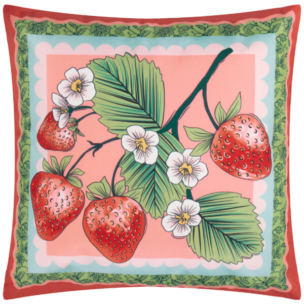 furn. Anemone Strawberries Floral Outdoor Cushion Cover - Multicolour - Size 45 cm x 45 cm