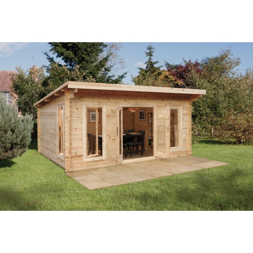 Forest Garden 5 x 4m Mendip Pent Log Cabin No Underlay