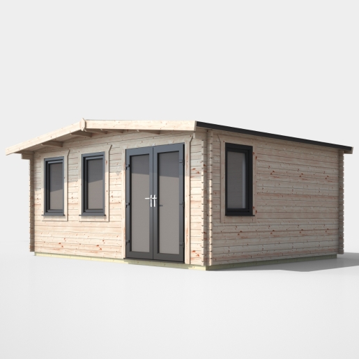 14 x 16 Power Chalet Log Cabin Right Doors