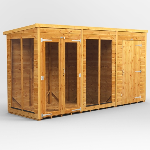 12 x 4 Power Pent Summerhouse With 4ft Side Store