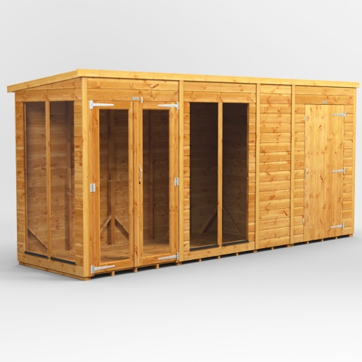 14 x 4 Power Pent Summerhouse With 4ft Side Store