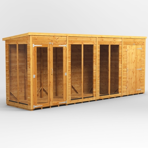 16 x 4 Power Pent Summerhouse With 4ft Side Store