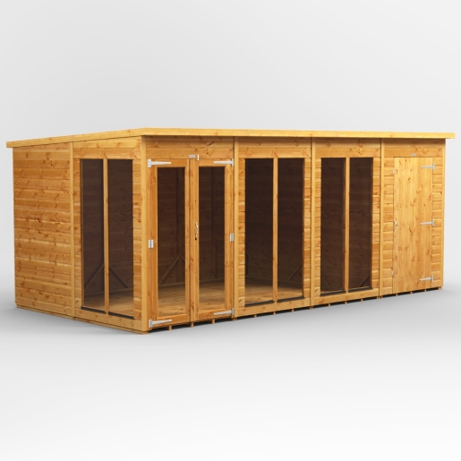 16 x 8 Power Pent Summerhouse With 4ft Side Store