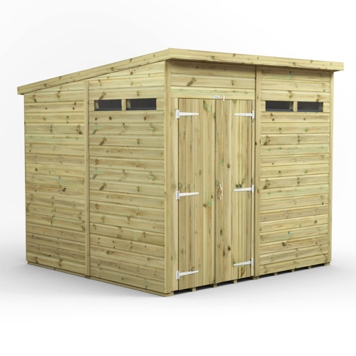 8x8 Premium Powersheds Security Pent Double Doors