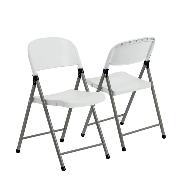 White Steel Folding Trestle Chairs - Pack of Two