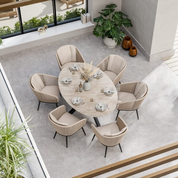 Royalcraft Bali 6 Seater Dining Set Beige Mix