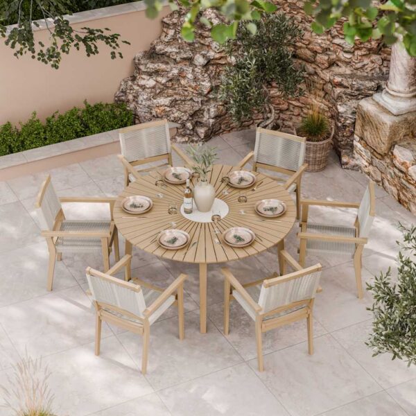 Royalcraft Roma 6 Seater Garden Table and Chairs Natural Mix