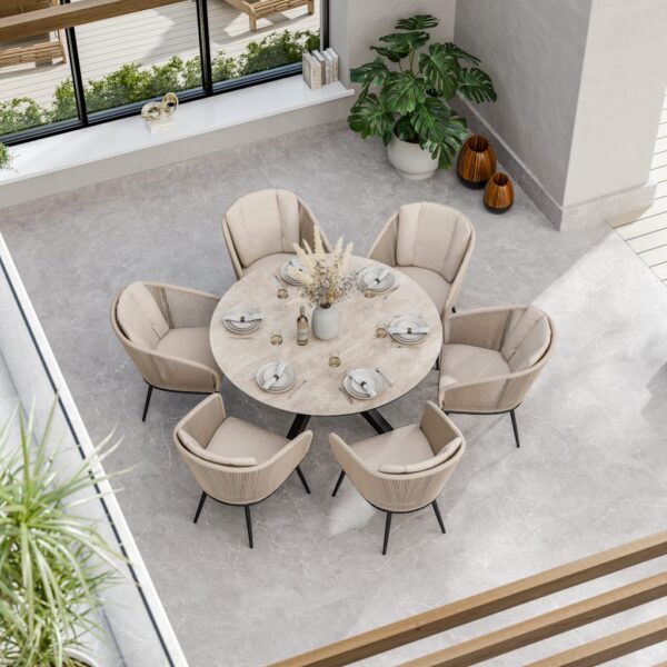 Royalcraft Bali 6 Seater Dining Set Beige Mix