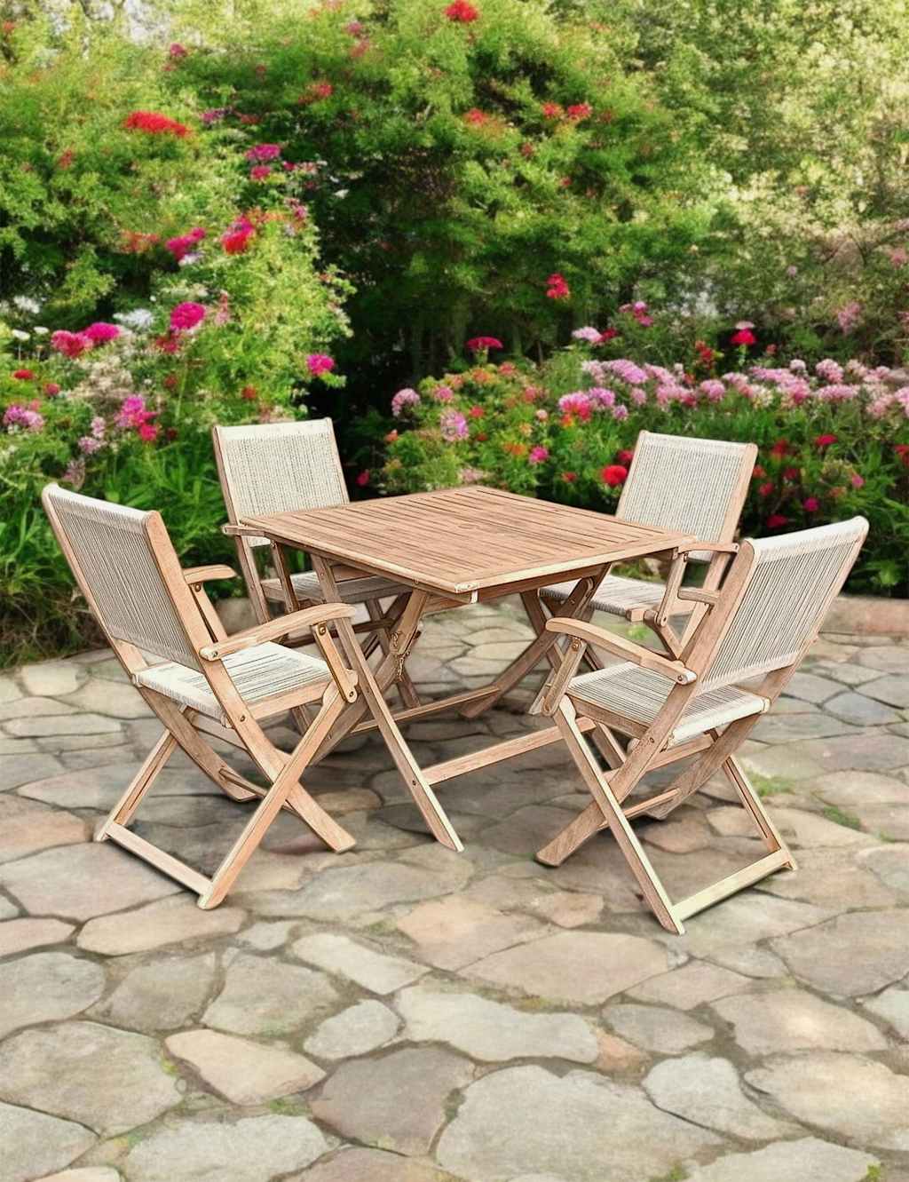 Royalcraft London 4 Seater Rope Folding Dining Set Natural