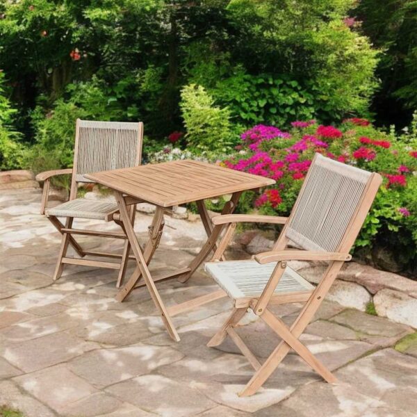 Royalcraft London 2 Seater Rope Bistro Folding Set Natural