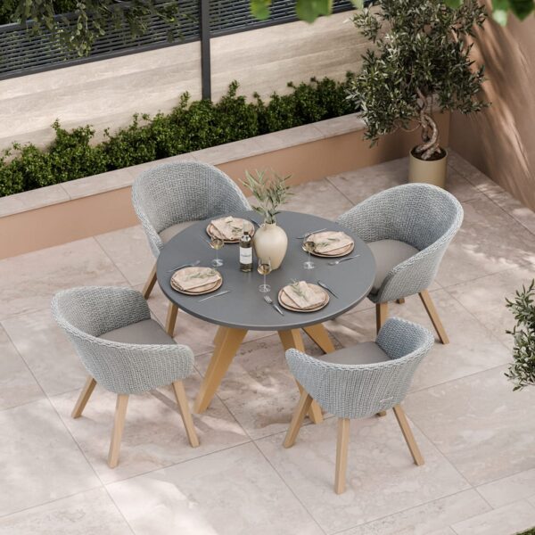 Royalcraft Luna 4 Seater Dining Set Grey Mix