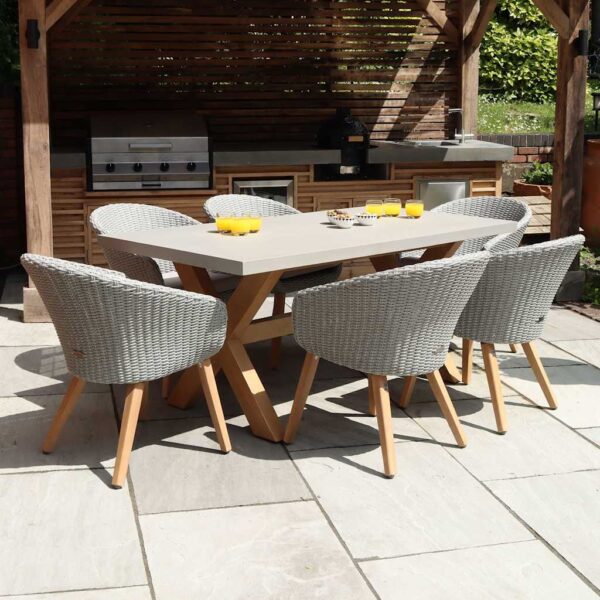 Royalcraft Luna 6 Seater Dining Set Grey Mix