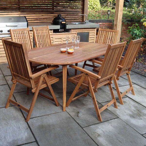 Royalcraft Ellipse Manhattan 6 Seater Dining Set Natural