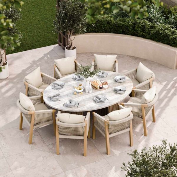 Royalcraft Jupiter Ellipse 8 Seater Dining Set Cream Mix