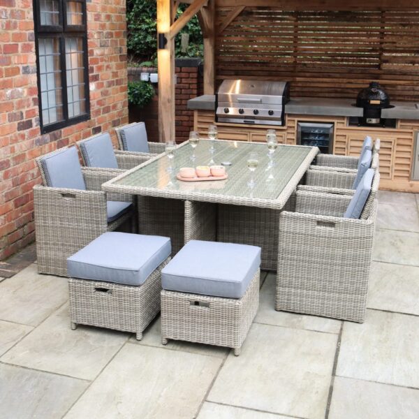 Royalcraft Wentworth Rattan 10 Seater Garden Dining Set Natural