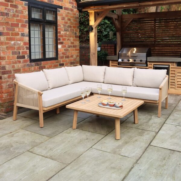 Royalcraft Roma 5 Seater Garden Corner Sofa Set Natural