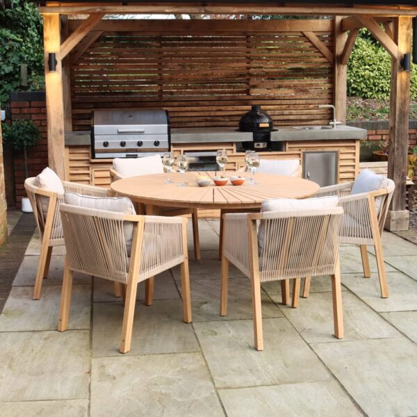 Royalcraft Roma 6 Seater Garden Table & Chairs Natural