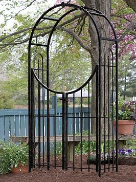 Panacea Arched Top Garden Arch With Gate Black