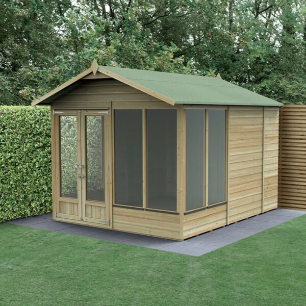 10' x 8' Forest Beckwood 25yr Guarantee Double Door Apex Summer House (3.01m x 2.61m)