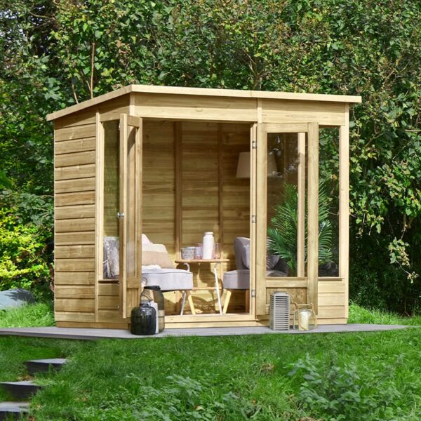 8' x 6' Forest Beckwood 25yr Guarantee Double Door Pent Summer House (2.52m x 2.05m)