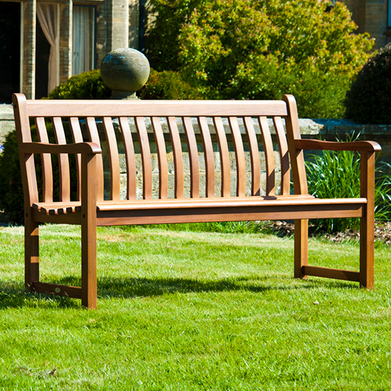 Clyro Large Wooden Garden Broadfield Seating Bench In Rich Brown