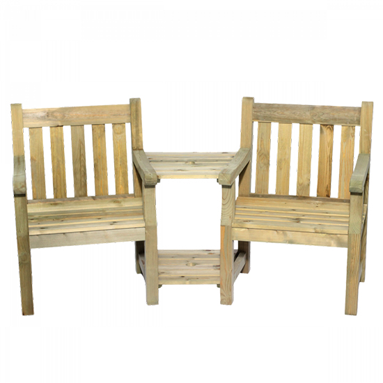 Darko Wooden Seating Set In Green Natural