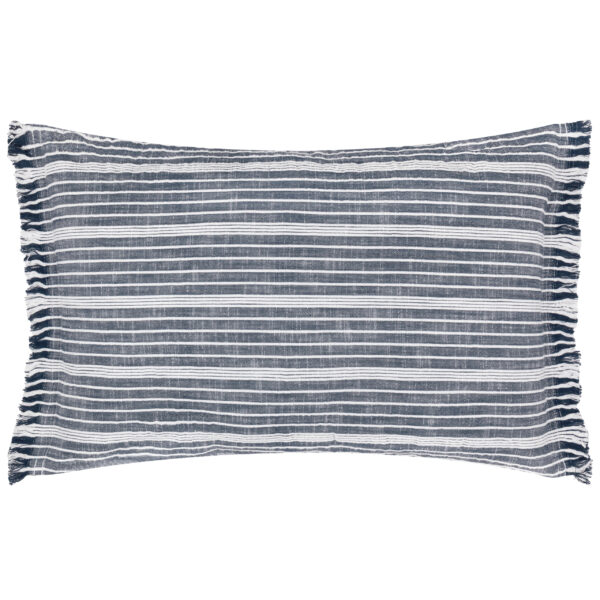 Yard Tide Textured Stripe Outdoor Cushion Cover - Navy Cotton - Size 40 cm x 60 cm