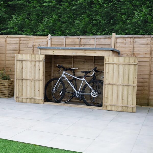 6'5 x 2'10 Forest Overlap Large Double Door Pent Wooden Garden Storage - Bike Shed/ Pressure Treated (no floor)